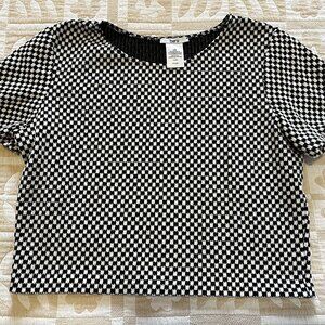Bar III black and white check crop top